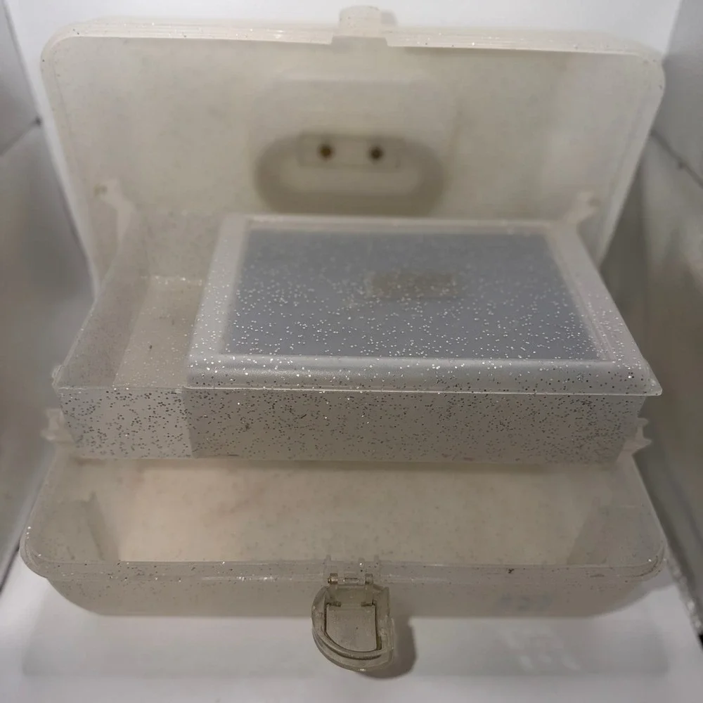 Caboodles OS Clear Silver Glitter Makeup Organizer 80s 90s Y2K Retro Aesthetic